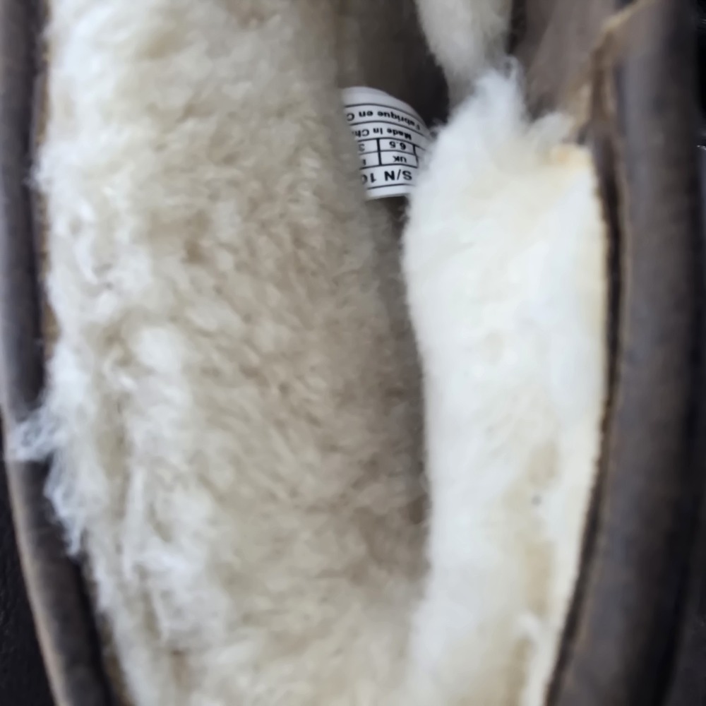 UGG Sutter Boots Women's 8 Brown Leather Shearling Lined Buckle Moto Biker Warm - Picture 6 of 9